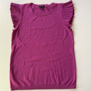 Magenta Top with Ruffled Sleeves  Ann Taylor Small Sweater top